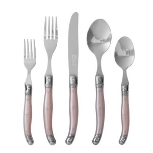 French Home 20pc Stainless Steel Laguiole Flatware Set Petal Pink - 1 of 4