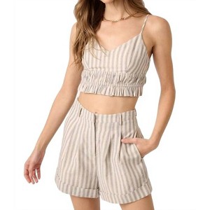 Women's STRIPED PRINT CROPPED TANK TOP AND SHORTS SET - mittoshop - 1 of 4
