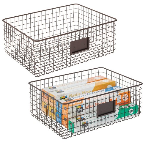 Mdesign Stackable Food Organizer Storage Basket, Open Front - 2 Pack, Matte  White : Target