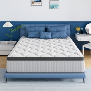 Swedrea Hybrid Mattress Cool Medium Firm Gel Memory Foam Pocket Spring, White - 1 of 4
