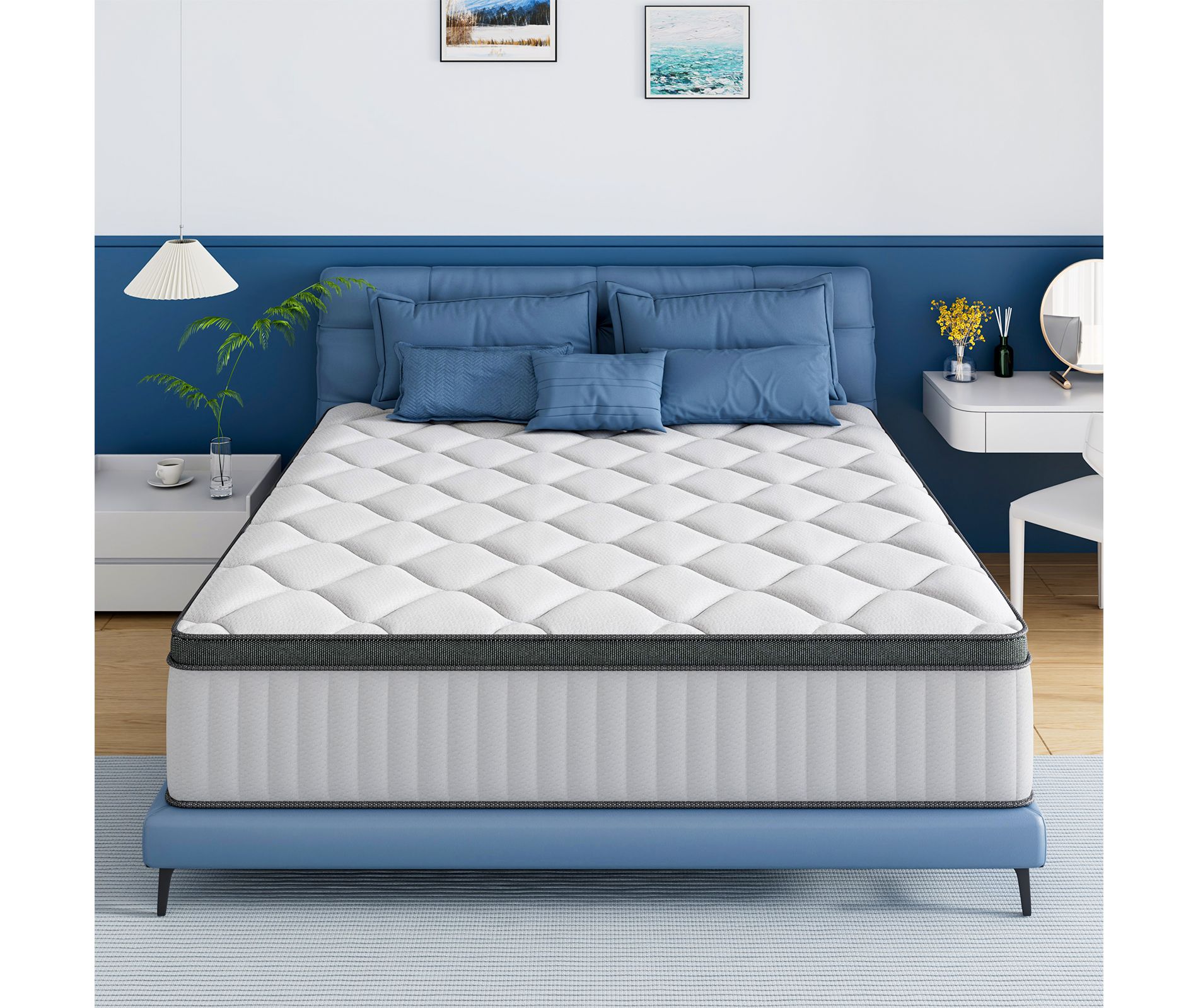 Swedrea Hybrid Mattress Cool Medium Firm Gel Memory Foam Pocket Spring, White