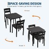 Coucheta 29" Square Dining Table Set for 2 - Space-Saving Kitchen Set with 2 Upholstered Chairs, Black Metal Frame & Wood Grain Tabletop - 3 of 4