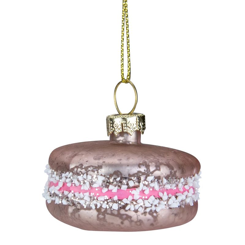 Northlight 2" Pink Macaroon with Sugar Glass Christmas Ornament, 1 of 5