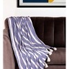 HomeRoots 50" X 60" Blue and White Woven Cotton Striped Throw Blanket with Tassels - 2 of 4