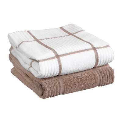 2pk Parquet Kitchen Towels Tan - T-Fal