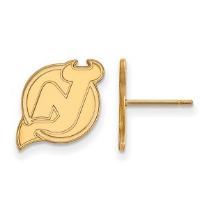 Black Bow Jewelry 10k Yellow Gold New Jersey Devils NHL Stud Earrings - 1 of 3