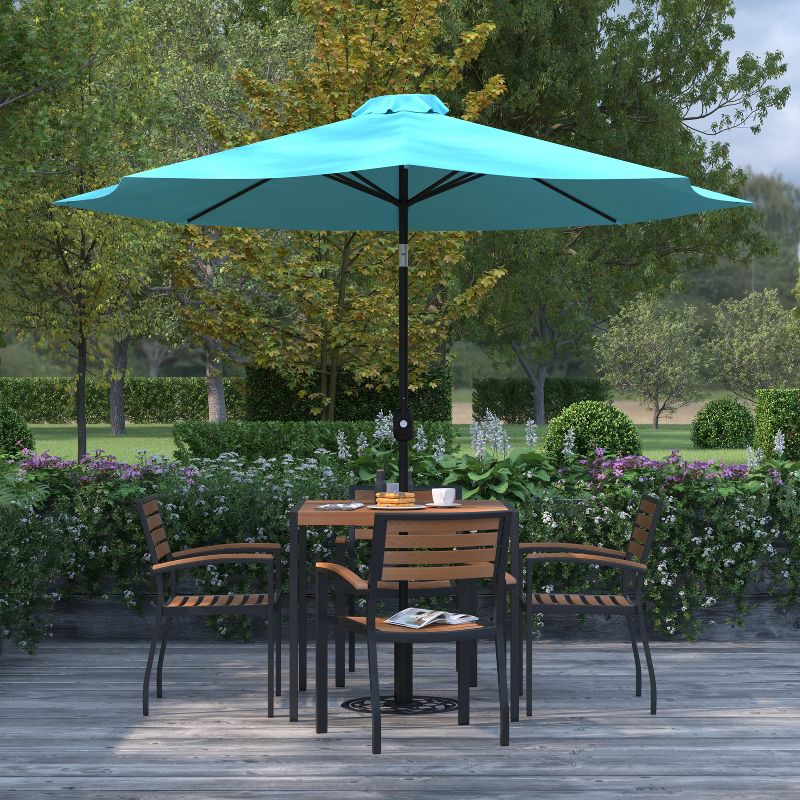 Merrick Lane 9' Round UV Resistant Outdoor Patio Umbrella With Height Lever And 33° Push Button Tilt, 3 of 14