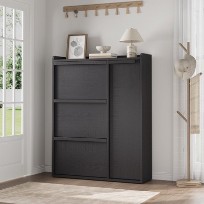 Shoe Storage Cabinet for Entryway with 3 Flip Drawers, Freestanding Narrow Slim Shoe Organizer w/Adjustable Shelf for Living Room, Hallway