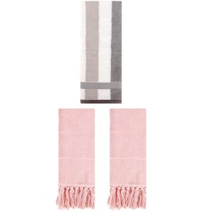 REGALWOVEN 3 Packs Cotton Absorbent Soft Decorative Bathroom Hand Towel Set - 1 of 4