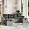 vidaXL Patio Sofa Set with Cushions Outdoor Furniture 6 Piece Poly Rattan - Gray without storage - 2 of 4