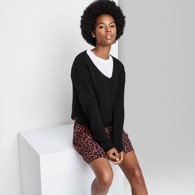 Women's V-Neck Rib Knit Pullover Sweater - Wild Fable™