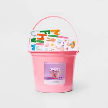 Plastic Pink Easter Bucket with Stickers - Spritz™