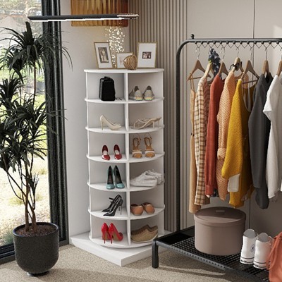 Rotating Shoe Rack, 6-Tier Spinning Shoe Rack,Free Standing Rotating Shoe Rack Tower 360°,Easy to Assemble,Space-Saving Revolving Shoe Organizer