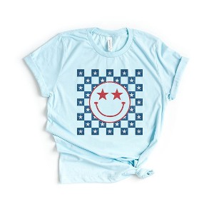 Simply Sage Market Women's Patriotic Smiley Stars Short Sleeve Graphic Tee - 1 of 3