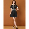 Allegra K Women's Vintage Work Contrast Color Short Sleeve Fit and Flare Dress - 3 of 4