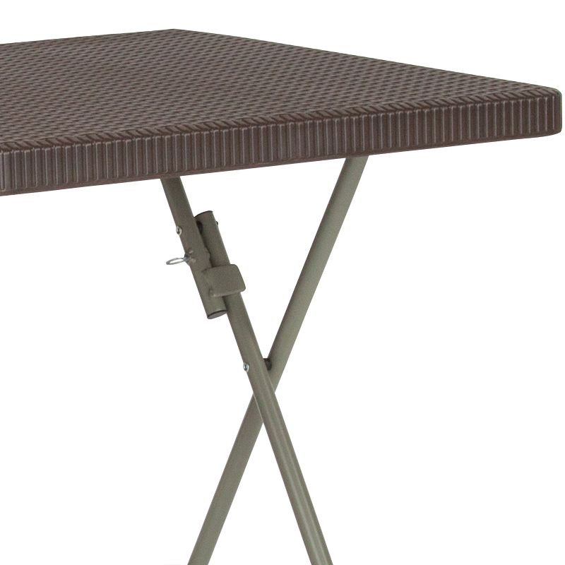 Flash Furniture 1.95-Foot Square Brown Rattan Plastic Folding Table, 6 of 12