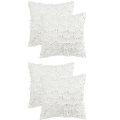 Unique Bargains Decorative Cozy Solid Color Cut Flower Checkered Throw Pillow Covers 4 Pcs