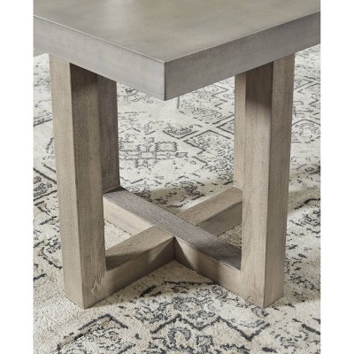 Lockthorne Contemporary Gray Stone and Wood Square End Table