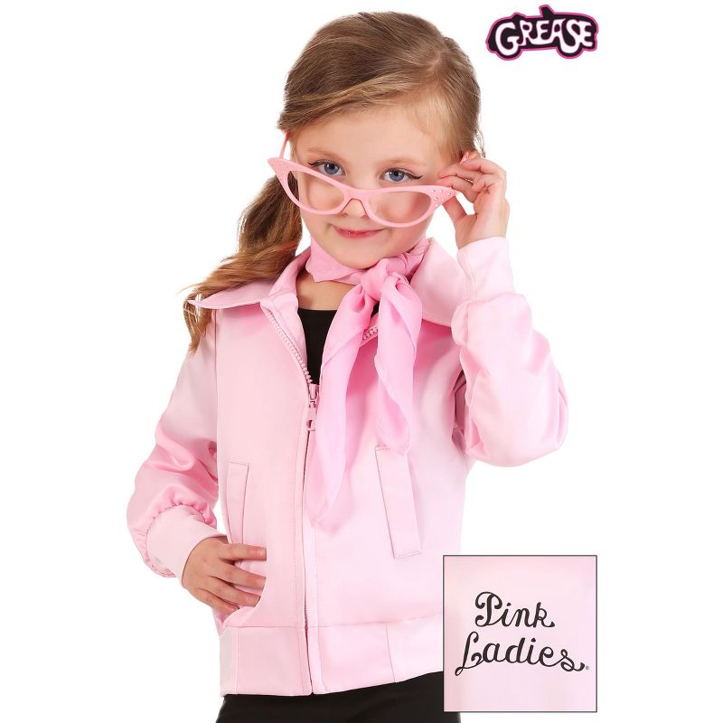 HalloweenCostumes.com Grease Pink Ladies Costume Jacket for Girls., 2 of 4