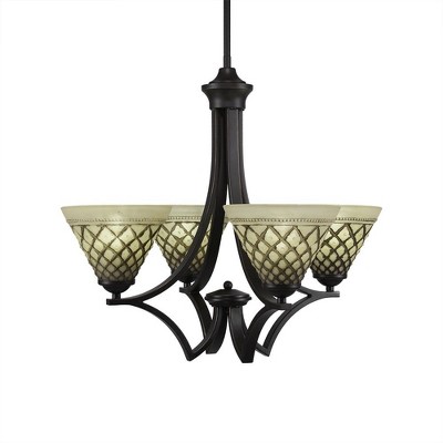 Toltec Lighting Zilo 4 - Light Chandelier in  Dark Granite with 7" Chocolate Icing Shade