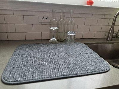 Unique Bargains Dish Drying Mat Set Under Sink Drain Pad Heat Resistant  Suitable For Kitchen 2 Pcs Gray : Target