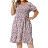 Agnes Orinda Women's Plus Size Smock Ruffle Short Sleeve Floral Flared Flowy Dresses - 2 of 4