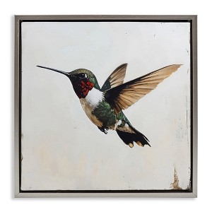 Stupell Industries Hummingbird over Distressed Rustic Floating Frame Canvas Art - 1 of 4