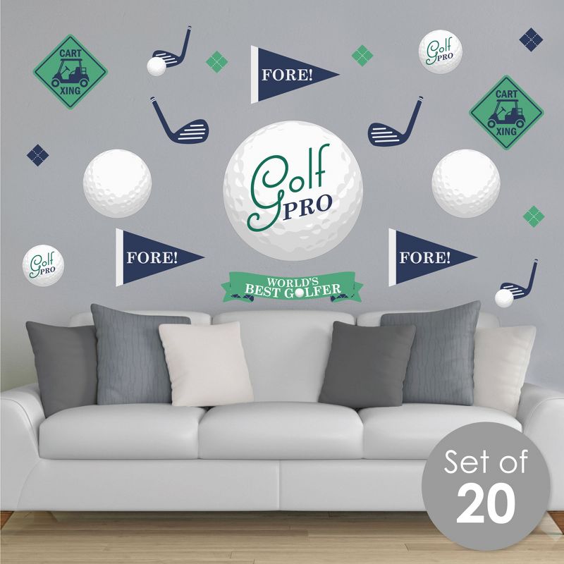 Big Dot of Happiness Par-Tee Time - Golf - Peel and Stick Sports Decor Vinyl Wall Art Stickers - Wall Decals - Set of 20, 3 of 10