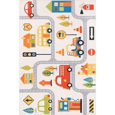 Nuloom Carmina City Streets Pet Friendly Machine Washable Kids Area Rug