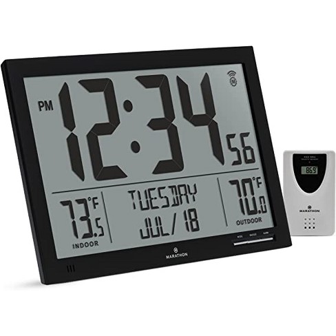 Marathon Atomic Full Calendar Large Digits Digital Clock Indoor And