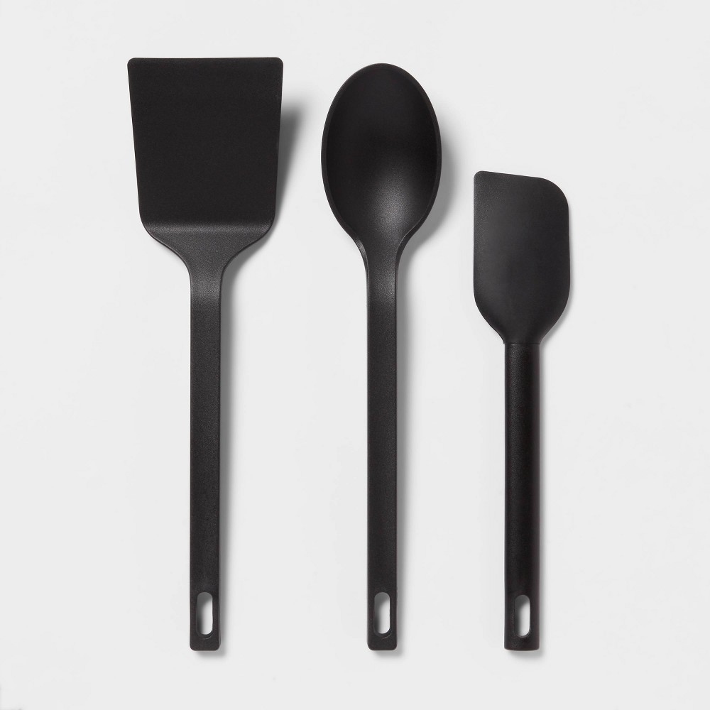 Photos - Other Accessories 3pc Nylon Kitchen Utensil Set Turner Spoon Spatula Black - Room Essentials