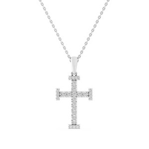 GILDED 1/10 ct. T.W. Lab Grown Diamond (SI1-SI2 Clarity, F-G Color) and Sterling Silver Cross Pendant with an 18 Inch Spring Ring Clasp Cable Chain - 1 of 4