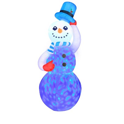Occasions 7' Inflatable Swirling Lights Snowman With Tipping Hat, 7 ft Tall, Multicolored