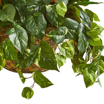 Summer Elegance Silk Bromeliad & Pothos 29" Outdoor Arrangement