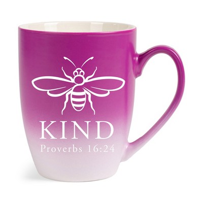 Elanze Designs Kind Two Toned Ombre Matte Pink and White 12 ounce Ceramic Stoneware Coffee Cup Mug