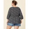 Agnes Orinda Women's Plus Size V Neck Babydoll 3/4 Lantern Sleeve Casual Floral Flowy Blouses - 4 of 4