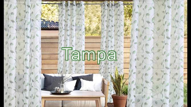 Tampa Sheer Grommet Outdoor Curtain Panel Green - Outdoor Décor, 2 of 8, play video