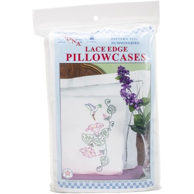 Jack Dempsey Stamped Pillowcases W/White Lace Edge 2/Pkg-Hummingbird