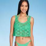 Women's Open Weave Crochet Cropped Cover Up Tank Top - Wild Fable™