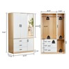 Keloyid White Wood 42.52 in. Armoire with 3 Drawers, 3 Shelves and Hanging Rods - 3 of 4