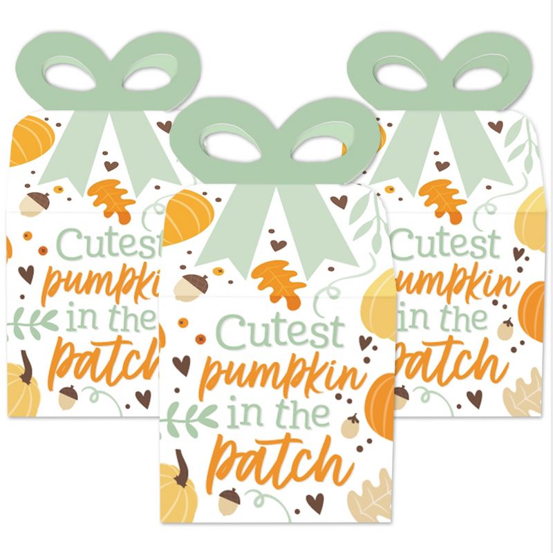 Big Dot of Happiness Little Pumpkin - Square Favor Gift Boxes - Fall Birthday Party or Baby Shower Bow Boxes - Set of 12, 2 of 9