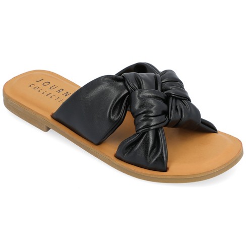 Journee Collection Tru Comfort Slide Puffy Flat Sandal Black : Target