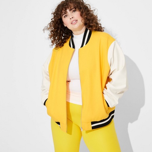Women s Game Day Varsity Jacket Wild Fable Yellow 3x Target