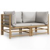 vidaXL Patio Corner Sofas with Light Gray Cushions 2 pcs Bamboo - 2 of 4