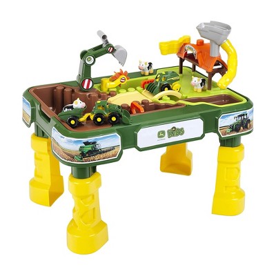 Theo Klein John Deere Farm 2 In 1 Sand and Water Kids' Toddlers' Children's Play Activity Table Toy w/ Tractor, Combine Harvester, Backhoe, and 3 Cows