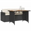 vidaXL Patio Dining Set with Cushions - 2 Piece Black Poly Rattan Garden Furniture with Acacia Wood Tabletop - 3 of 4