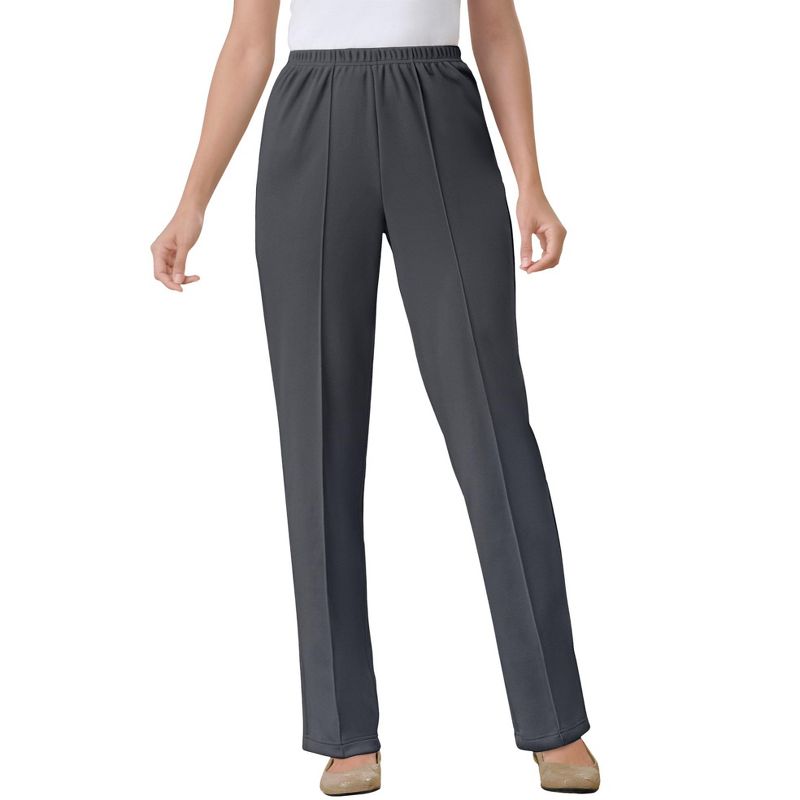 Woman Within Women's Plus Size The Hassle-Free Elastic-Waist Soft Knit Pant, 1 of 3