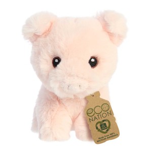 Aurora Mini Pig Eco Nation Eco-Friendly Stuffed Animal Pink 4.5" - 1 of 4