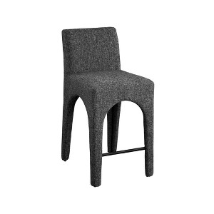 Meridian Furniture,Gramercy Black Linen Textured Fabric Stool - 1 of 4