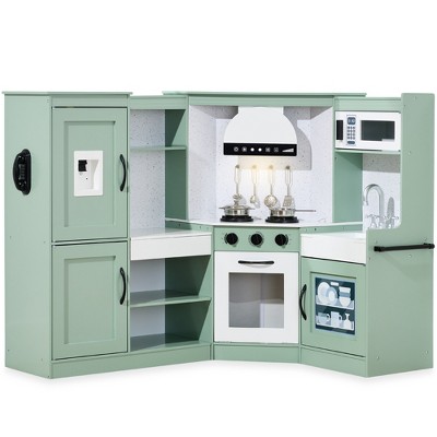 Best Choice Products Pretend Play Corner Kitchen, Interactive Wooden Kids Set w/ Lights & Sounds
